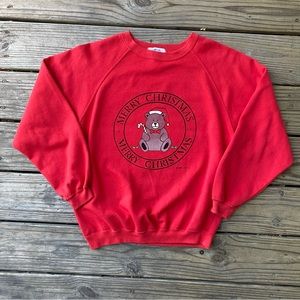 VTG 1986 Christmas Teddy Bear Sweatshirt